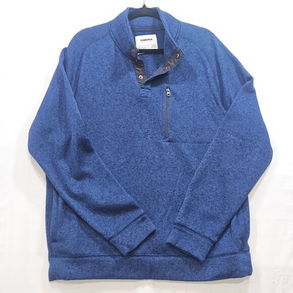 Sonoma Men's Good For Life Blue Fleece 1/4 Snap Mock Neck Sweater Size XXL - Picture 1 of 6